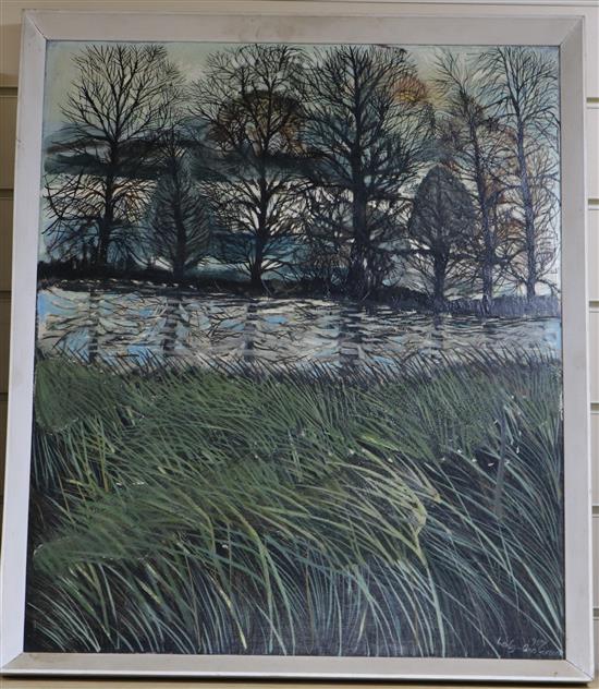 Lesley Ann Gorton, 1967, landscape with trees, 60 x 50cm.
